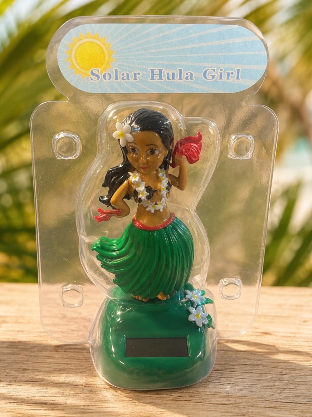 Solar Hula Girl Dashboard Figurine - Green